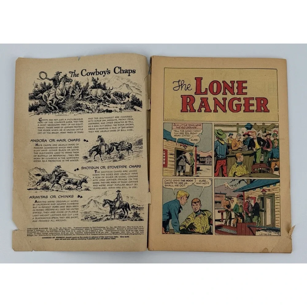 Dell Comics The Lone Ranger #36 1951 Golden Age Vintage Comic Lone Ranger 10¢